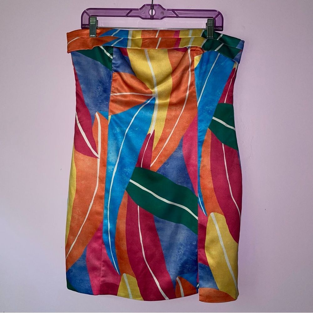 RUNAWAY Size L Jade Mini Dress Solana Strapless Rainbow